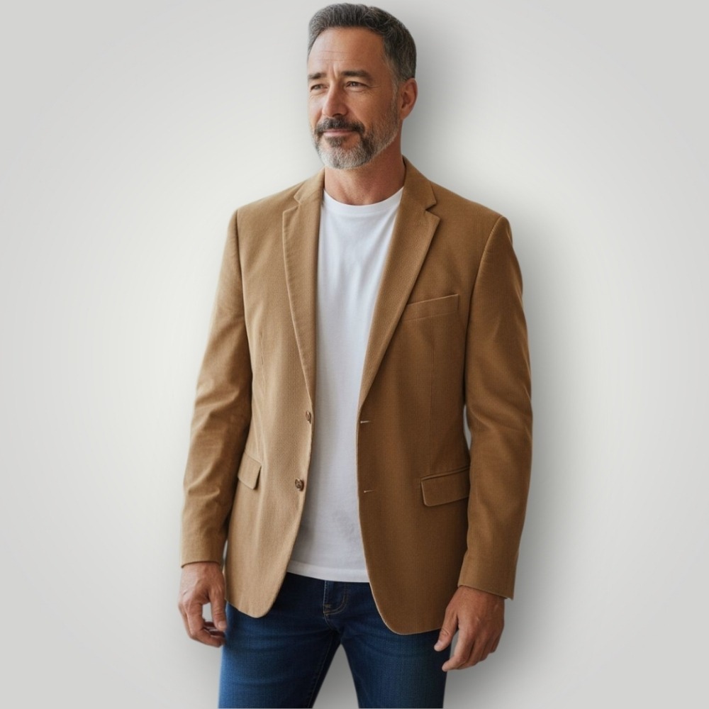 Chaps Blazer Mens 44R‎ Brown Corduroy Two Button Notch Lapels Elbow Patches